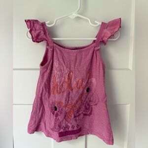 Naartjie Kids Pink Tank Top with “Hola!”, Size XS (3 years)